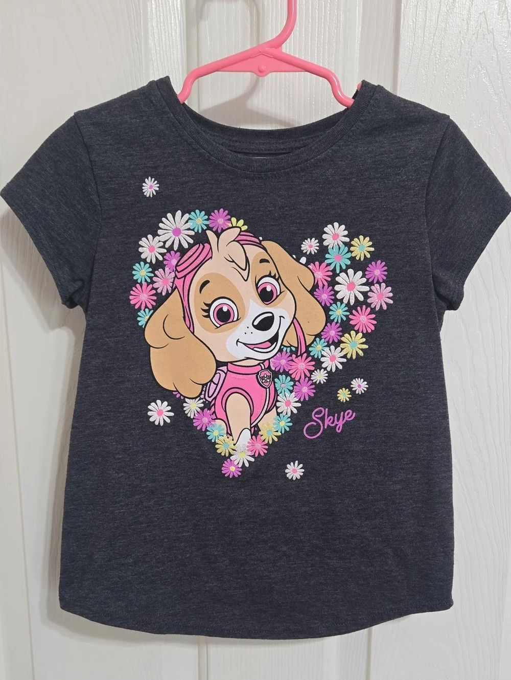 jumping beans Dark Gray Tee with Pink Skye & Multicolor Flowers